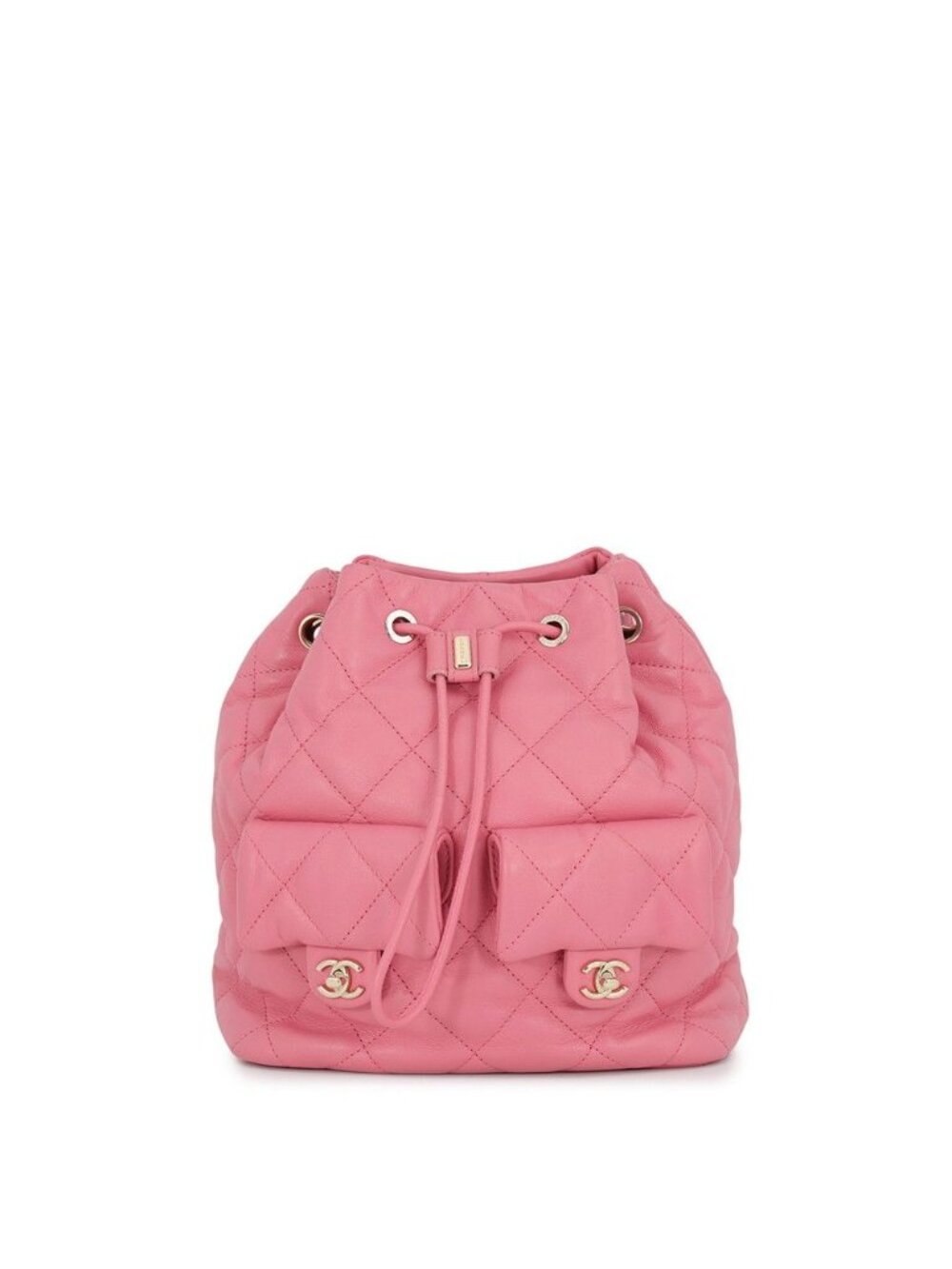 Chanel Backpack CC Logo Quilted Drawstring Double Pocket Lambskin